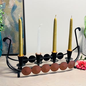 Vintage  drakkar hand made metal  4 candle holder..Scandinavian Gunnar Ander Ystad Metall Art 1960s Nordic Home viking ship candelabra
