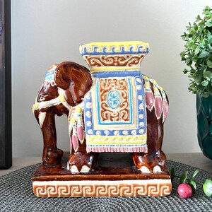 Ceramic Vintage Handmade elephant- ash tray, Large 19 cm, rare find, Hollywood regency- ceramic figurine vintage hand painted elephant
