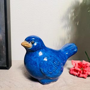 Amazing Vintage 1980 Blue birde  Figurine  Blue Bird Scandinavian ceramic collectible Blue  porcelain bird figurine very cute nice bird