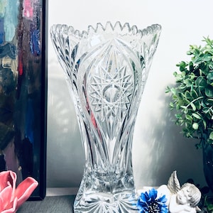 Erstaunliche deutsche sehr schöne große 27 cm Kristallvase, NACHTMANN BLEIKRISTALL 24% Kristall (SEIT 1834) handgeschliffener, klarer Bleikristall, groß