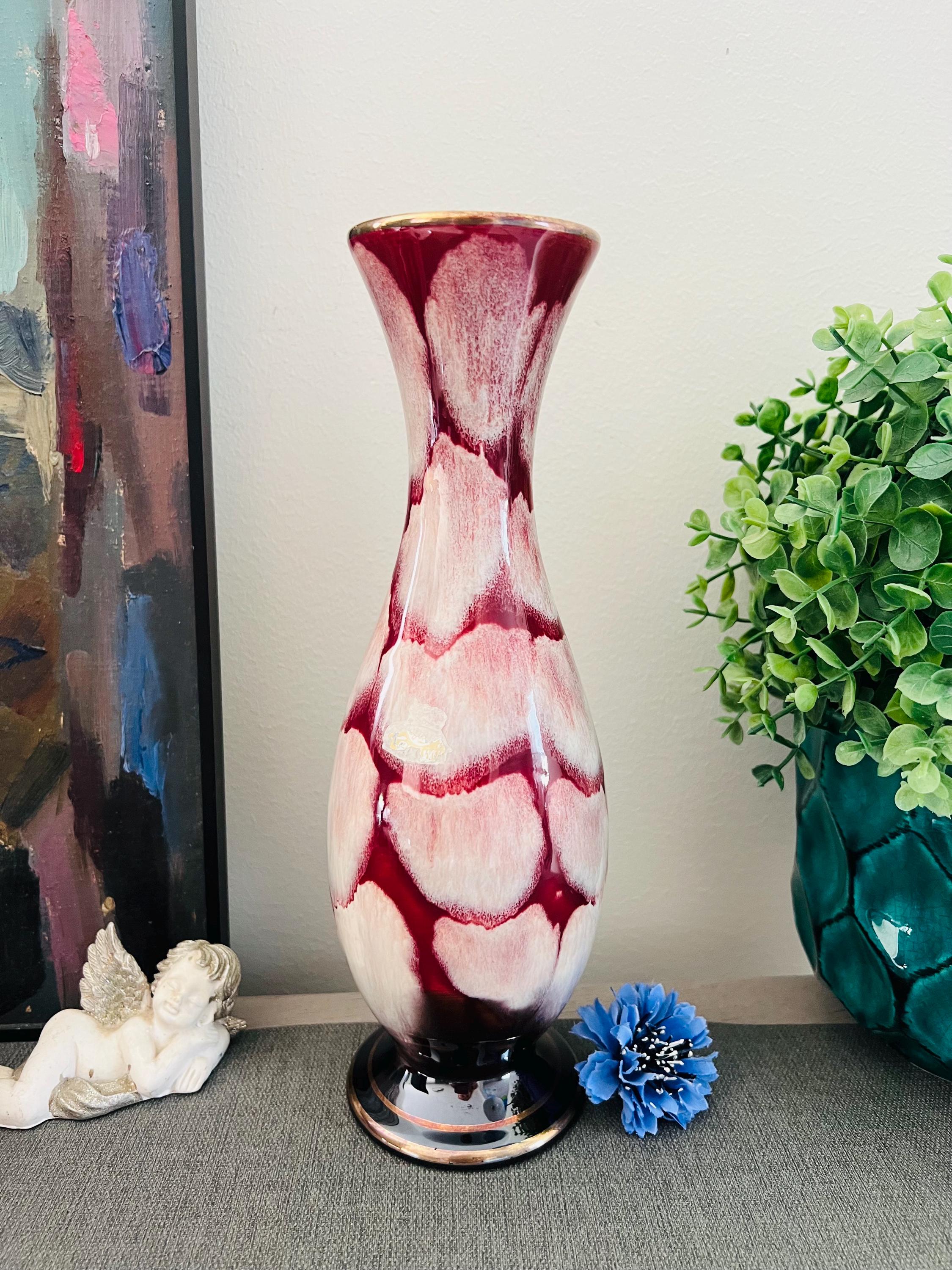 Ceramic vase burgundy vintage - Etsy 日本