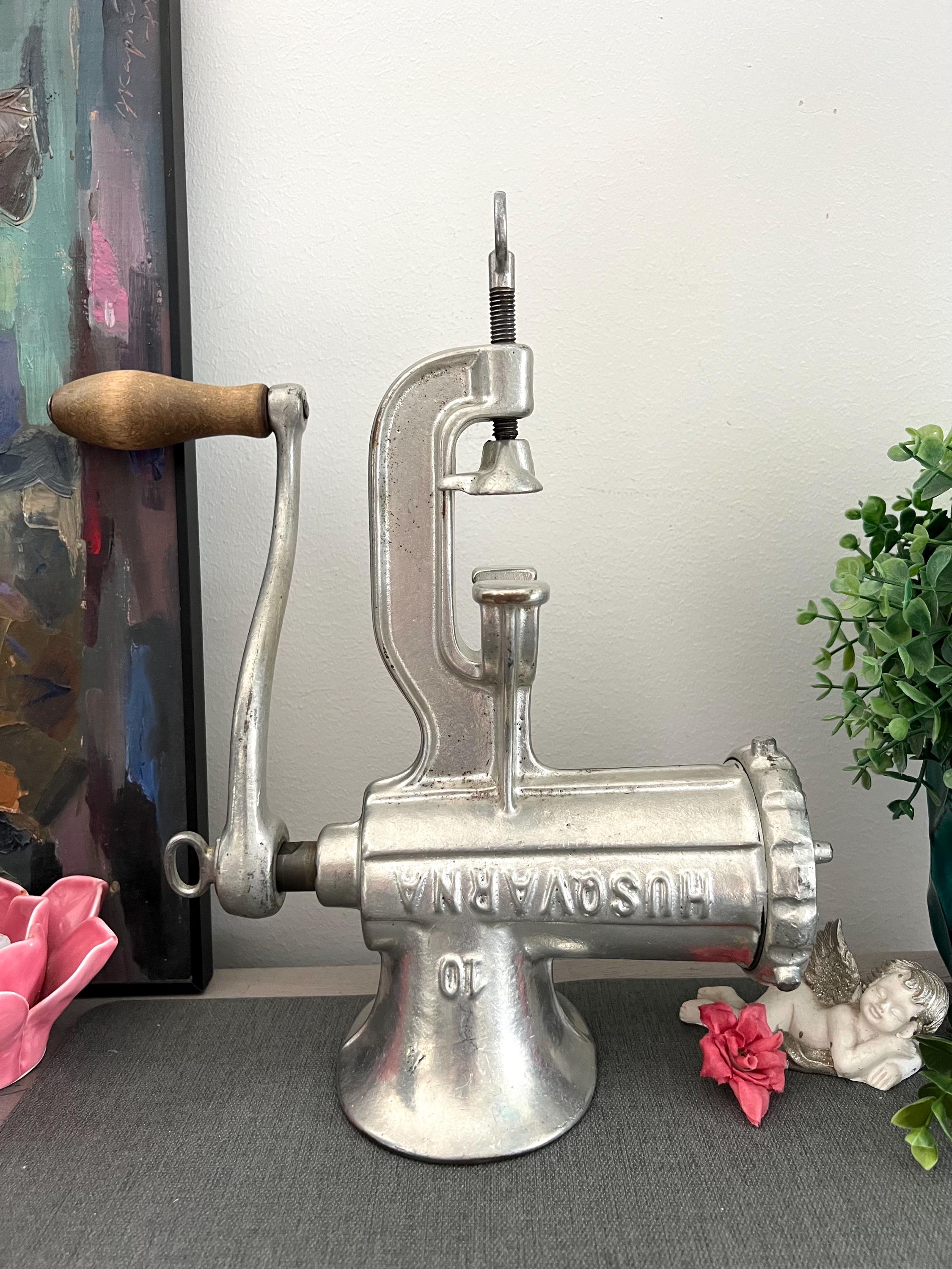 Antique Husqvarna Meat Grinder, Vintage Swedish No 10, Manual Meat