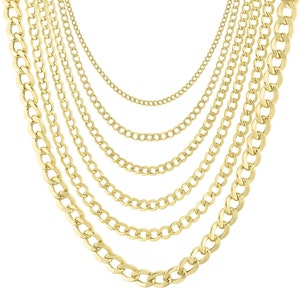 Hollow Curb Chain Necklace Real 10K Gold Bonded 925