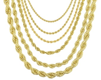 Hollow Rope Chain Necklace Real 10K Gold Bonded 925