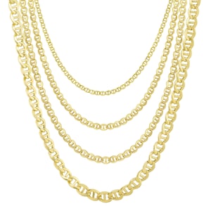 Hollow Mariner Chain Necklace Real 10K Gold Bonded 925