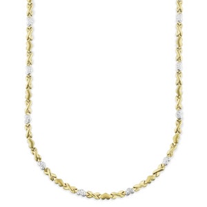 5mm Diamond Cut Hearts and Kisses Stampato Necklace Bonded 1/10th 10k Yellow Gold XOXO 18"