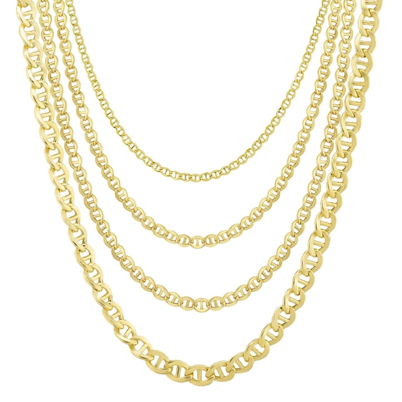 14K Yellow Gold Men's 5MM Concave Mariner Chain - Jawa Jewelers