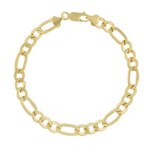 Hollow Figaro Bracelet Real 10K Gold Bonded 925