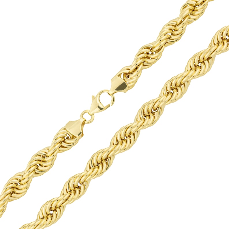 Hollow Rope Chain Necklace Real 10K Gold Bonded 925 - Etsy
