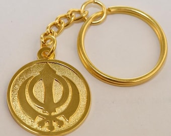 Porte-clés Sikh Khanda de couleur or