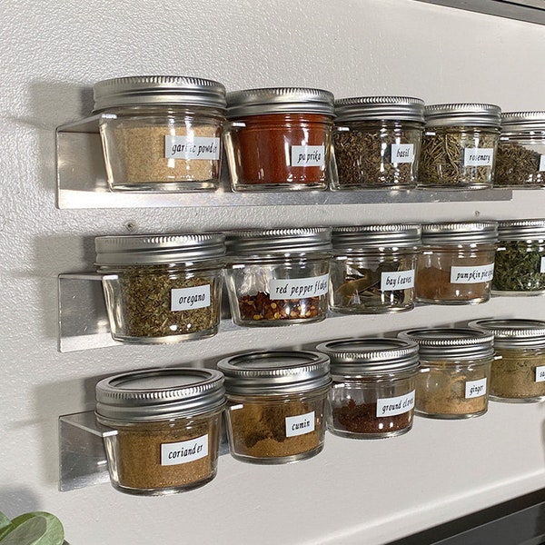 Mason Jar Spice Rack Hanger Brackets (3 pack)  - Kitchen Pantry Canning Jar Organization