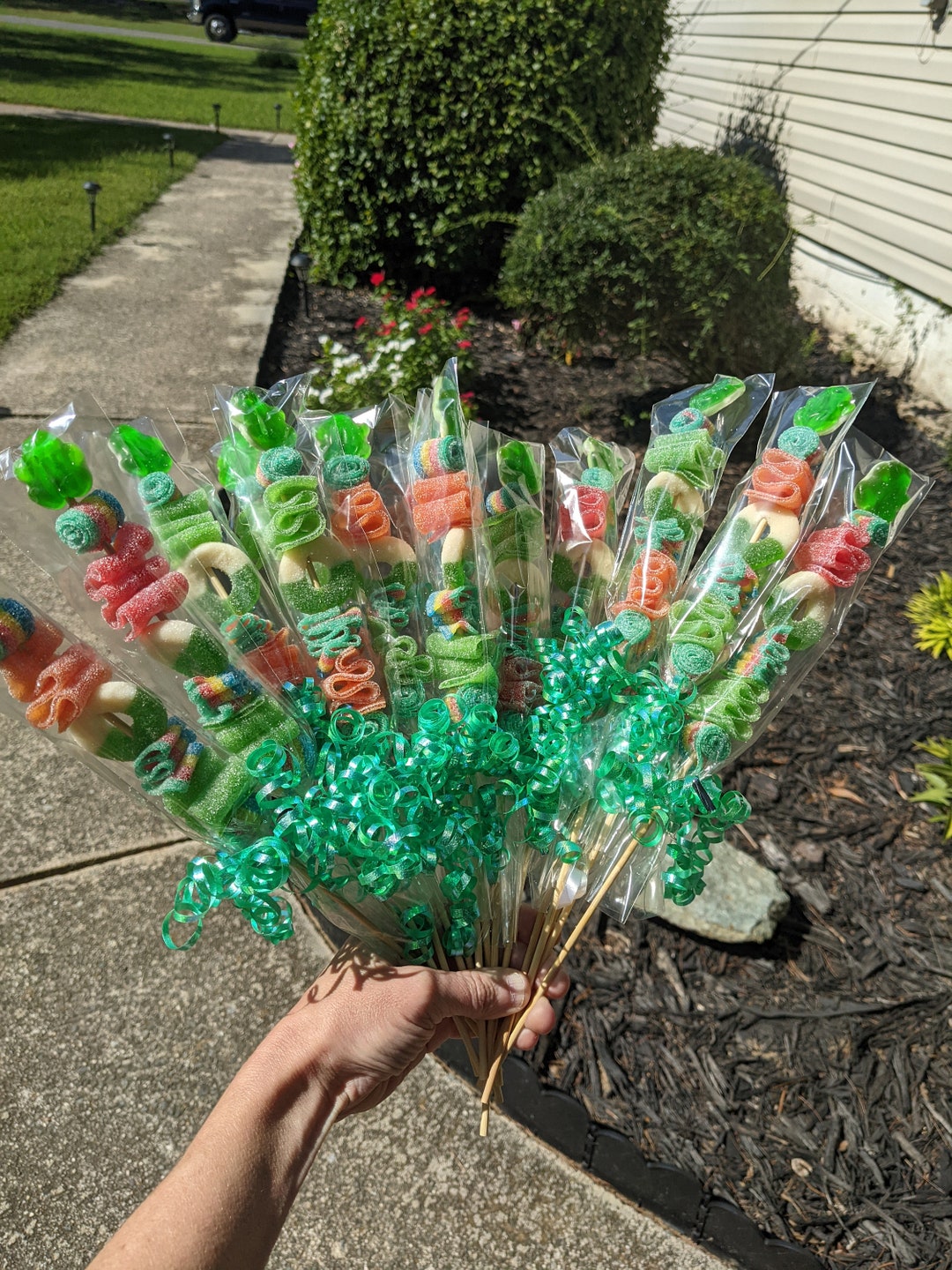Green Candy Kabobs, Sweet and Sour, Birthday Party Favors. Ocean