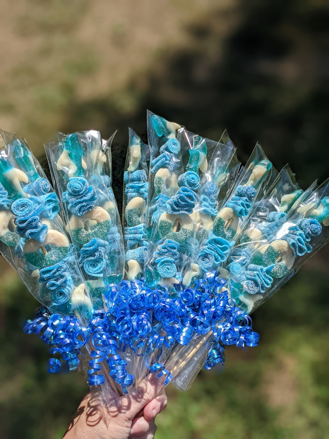 15 Rippin Blue Candy Kabob, Fun, Sweet and Sour, Birthday Party Favors