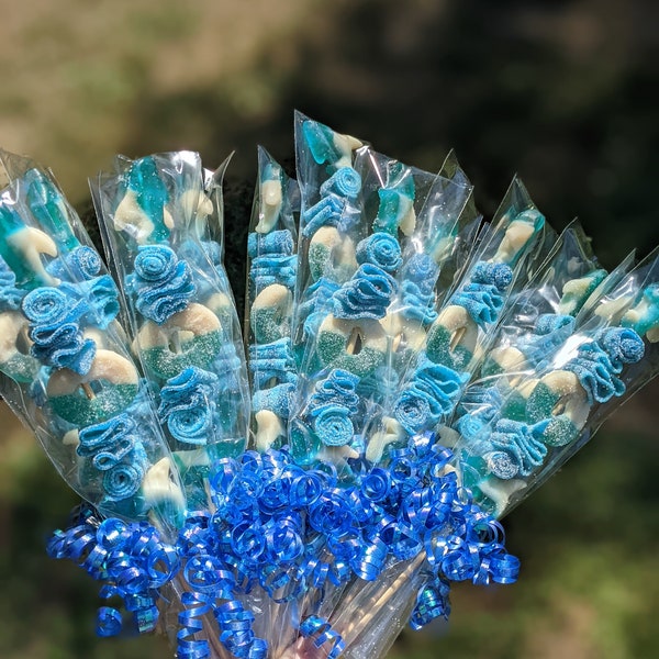 15 Rippin Blue Candy Kabob, fun, sweet and sour, Birthday Party favors, baby shower favors, celebration fun, events and more. Nc made