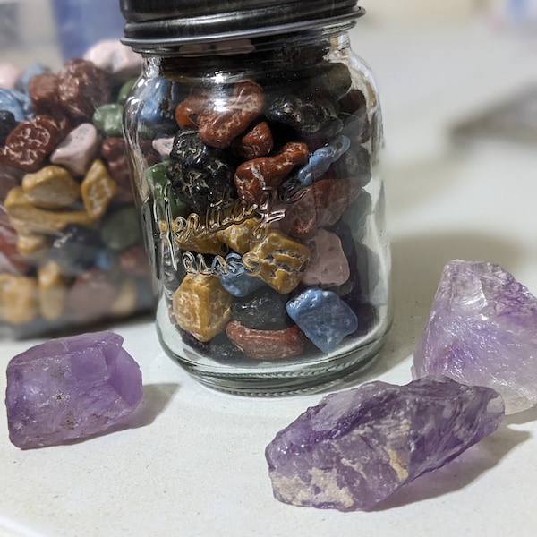 Mini Treasures Chocolate rock candy jar. 3 sizes. River Rock, creek pebbles and precious stones/gems candy. Rock candy table decorations,