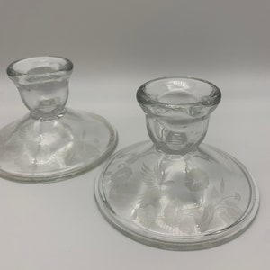 Vintage hummingbird glass candleholders pair