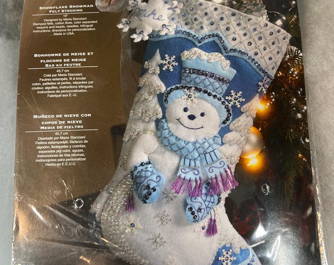 Featured listing image: Handmade Personalized Felt Christmas Stocking - Custom Pre-Order for 2025 Holiday - Bright Sequins & Cotton Liner - Unique 3D Design