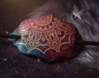 Mandala • Presilha de cabelo em couro • Grampo de cabelo • Grampo de cabelo em couro • Presilha de cabelo em couro • Presilha de cabelo em couro • Pequenos presentes para mulheres
