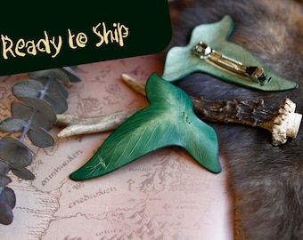 Elvish Leaf Leather Hair Clips / Hair Clips / Leather Hair Clips / Leather Hair Accessories / Hair Clips Large / Lord of the Rings