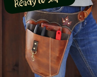 Garden Tool Belt Leather / Florist Tool Belt / Right Body Side / Farm Belt / Garden Tool Belt / Tool Belt Leather