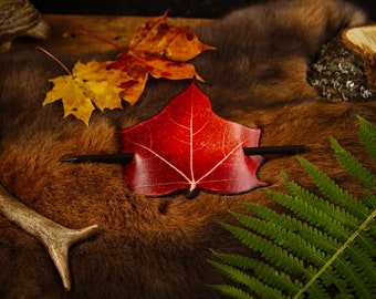 Maple leaf • Leather hair clip • Leather hair clip • Leather hair pin • Autumn outfit • Leather hair clip • Small gifts for women