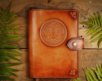 Notebook leather A5 / personalized notebook / notebook to design yourself, tree of life, design notebook / grimoire, bullet journal