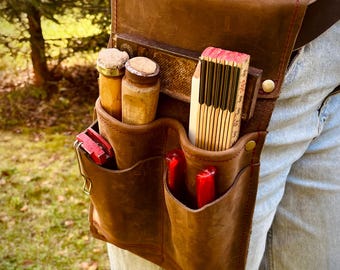 Professioneller Werkzeug Gürtel, Werkzeugtasche für Gürtel, 4 Fächer / Werkzeuggürtel Leder / Werkzeugtasche Leder / Handwerkergürtel Herren