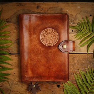 A5 leather notebook / personalized notebook / notebook to design yourself, Vegvisir, design notebook / grimoire / bullet journal