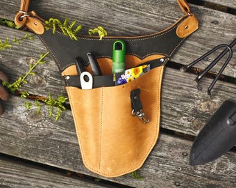 Ergonomiskt trädgårdsbälte / Läder / Verktygsbältesficka / Trädgårdsväska / Blomsterbälte / DIY / Självförsörjning / Presentidé för trädgårdsmästare