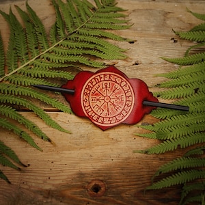 Vegvisir • Leather hair clip • Hair pin • Leather hair pin • Leather hair clip • Leather hair clip • Small gifts for women