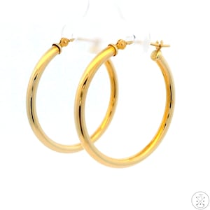 New 10k Yellow Gold 1 Inch Hoop Earrings