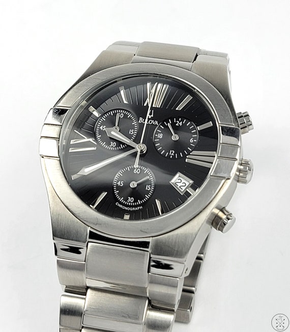 Bulova 96G18 Stainless Steel Chronograph Watch Qu… - image 2