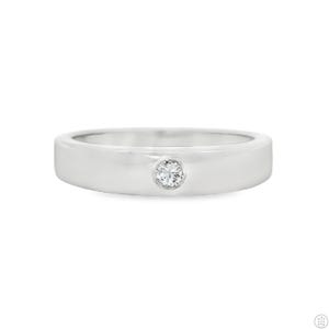 14k White Gold Band with .08 Carat Diamond Size 7