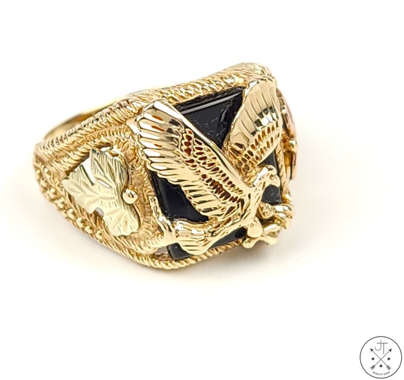 Vintage 10k Yellow Gold Mens Ring Size 11.5 Eagle… - image 8