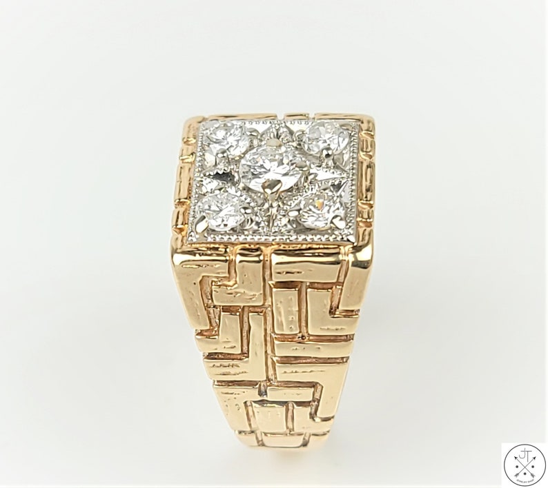Vintage 10k Yellow Gold Mens Ring With 2/3 Ctw Diamonds Size - Etsy
