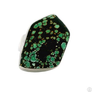 Vintage Sterling Silver Flower Ring with Turquoise Size 6.5