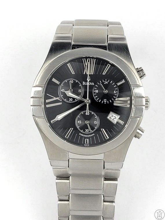 Bulova 96G18 Stainless Steel Chronograph Watch Qu… - image 1