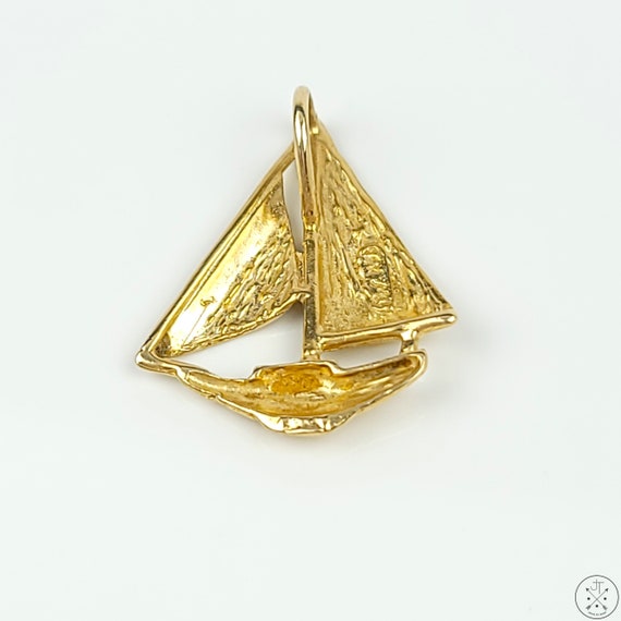 Vintage 14k Gold Sail Boat Pendant - image 7