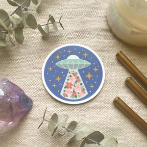 Floral UFO Sticker | Boho Alien Spaceship Decal
