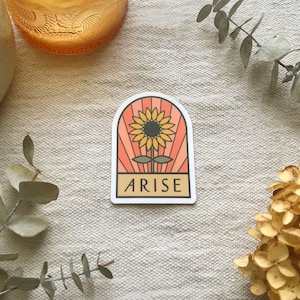 Sunflower Arise Sticker | Sunburst Decal, Christian Gift
