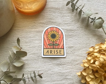 Sunflower Arise Sticker | Sunburst Decal, Christian Gift