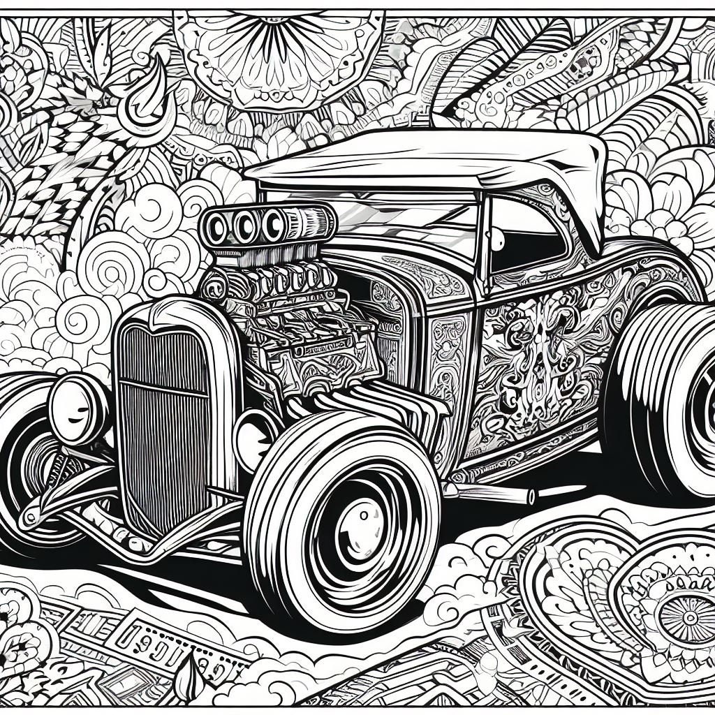 Hot Rod Coloring Page - Etsy