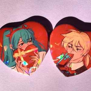 Miku & Len - Heart Shaped Button Pin
