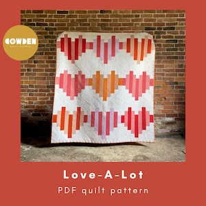 Modern Heart Patchwork Quilt Pattern - Beginner Friendly - Fat Quarter Friendly - Digital PDF Pattern Download