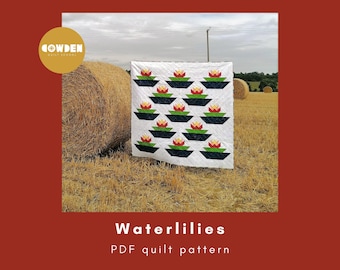 Waterlilies Quilt Pattern – Floral Patchwork Design (PDF Download)