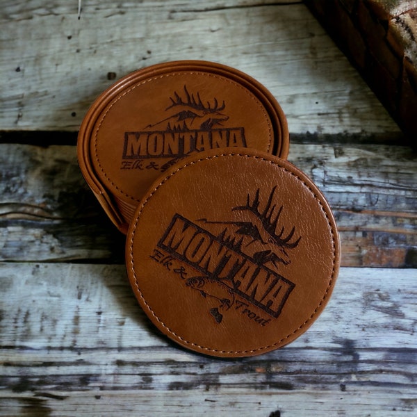 Leather Custom Logo Coasters Etsy