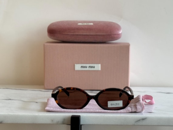 Miu Miu Oval Brown Tortoise Sunglasses - Etsy