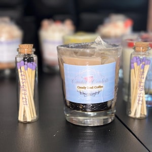 Candela Candy Iced Coffee / 10oz gel e cera di soia / Profumata al caffè / Fiammiferi inclusi