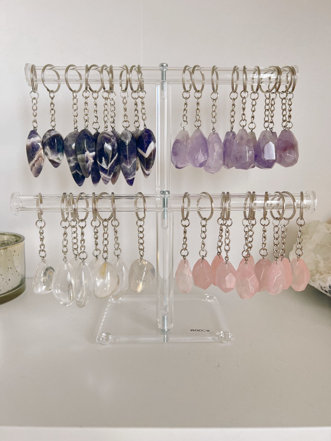 Crystal Keychains/ Rose Quartz/ Clear Quartz/ Amethyst/ Dream Amethyst Etsy Australia