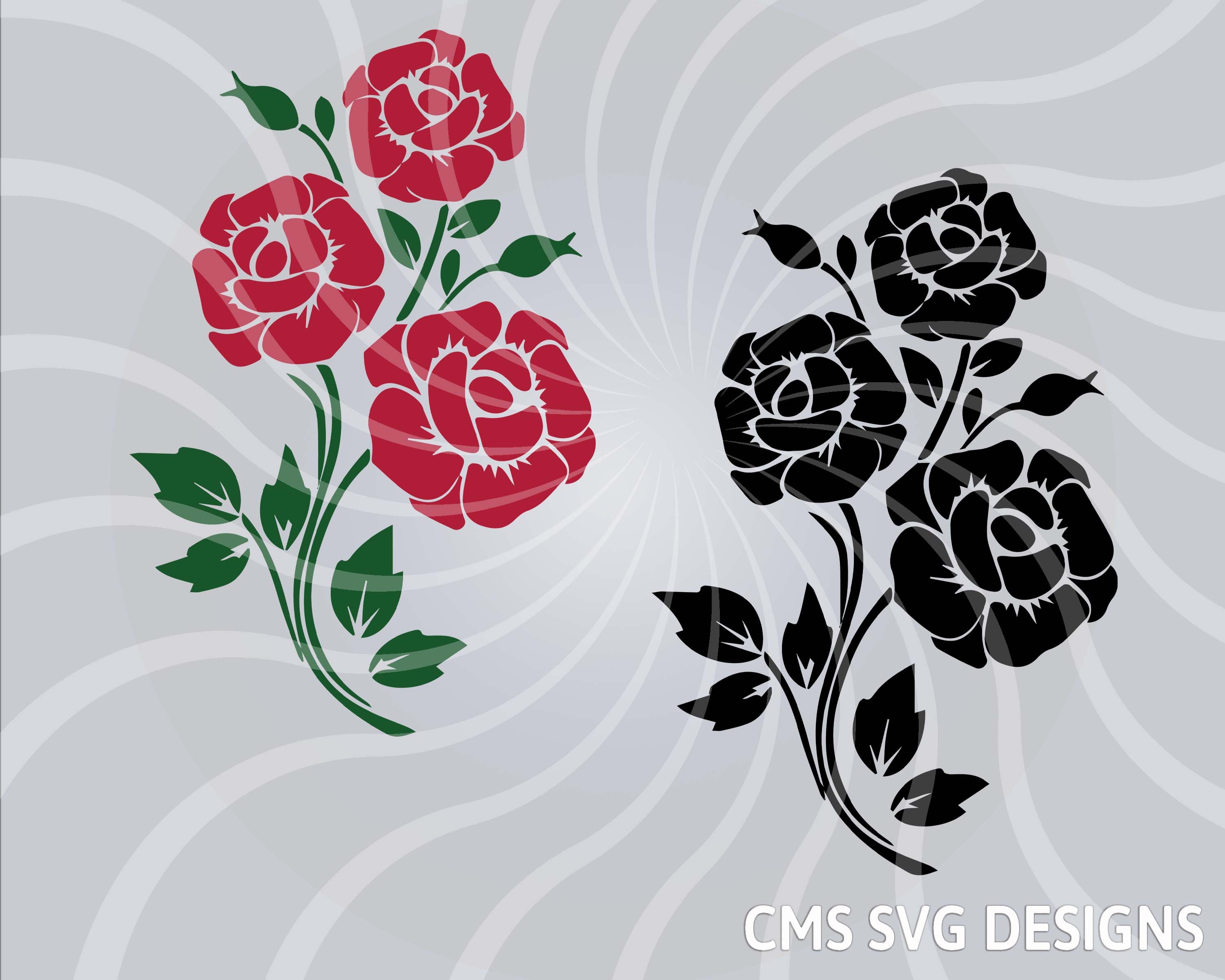 Long Stem Rose SVG , Rose Flower , Mothers Day svg, Flower SvG, Rose cricut  svg cut file,SVG Rose Vector, Black And White, Clip Art CNC